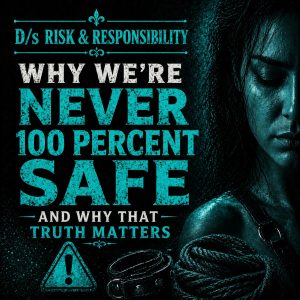 new series - "D/s RISK & RESPONSIBILITY" article title is: Why BDSM Is Never 100 Percent Safe And Why That Truth Matters